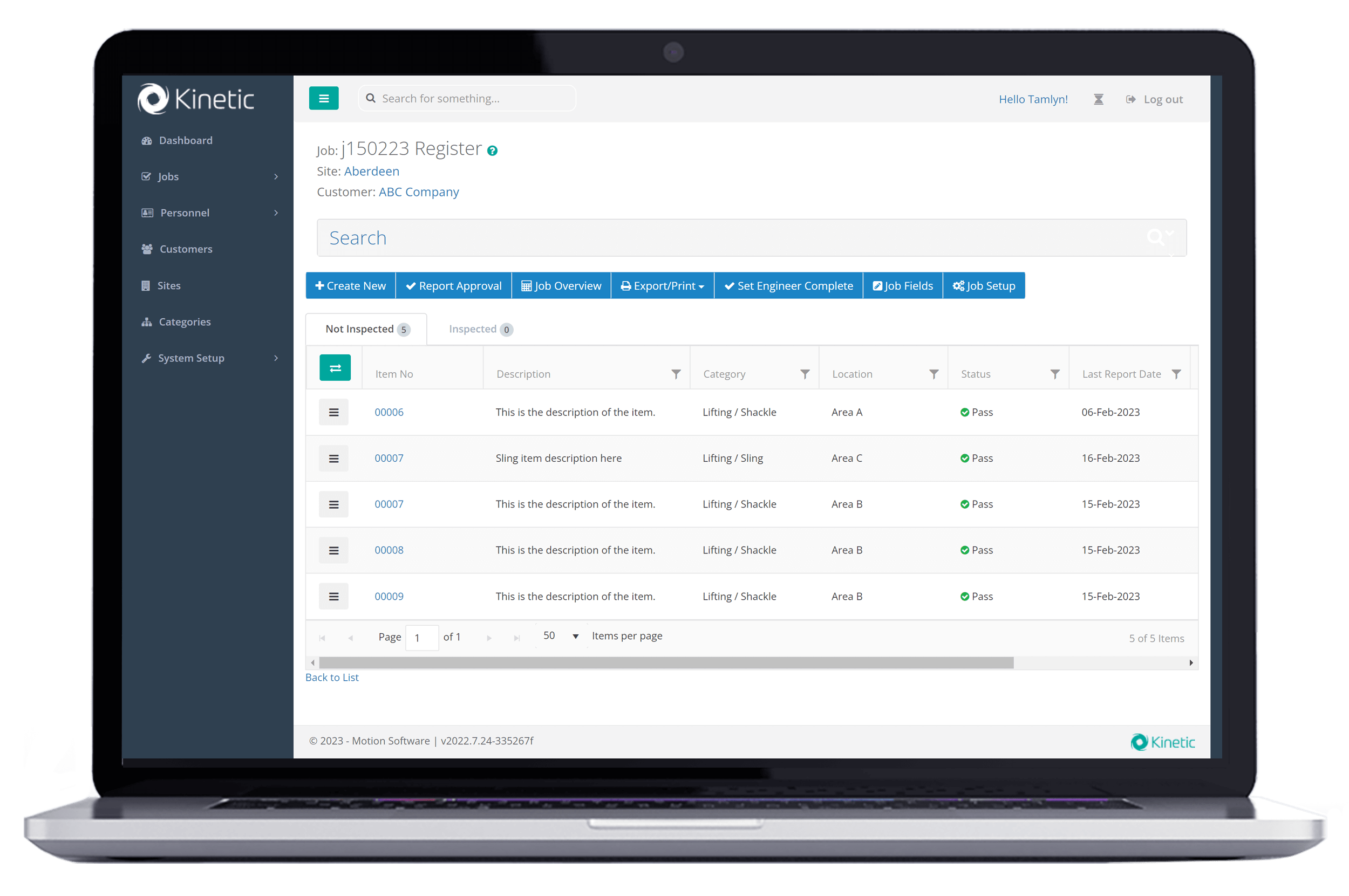 Reporting screen on laptop